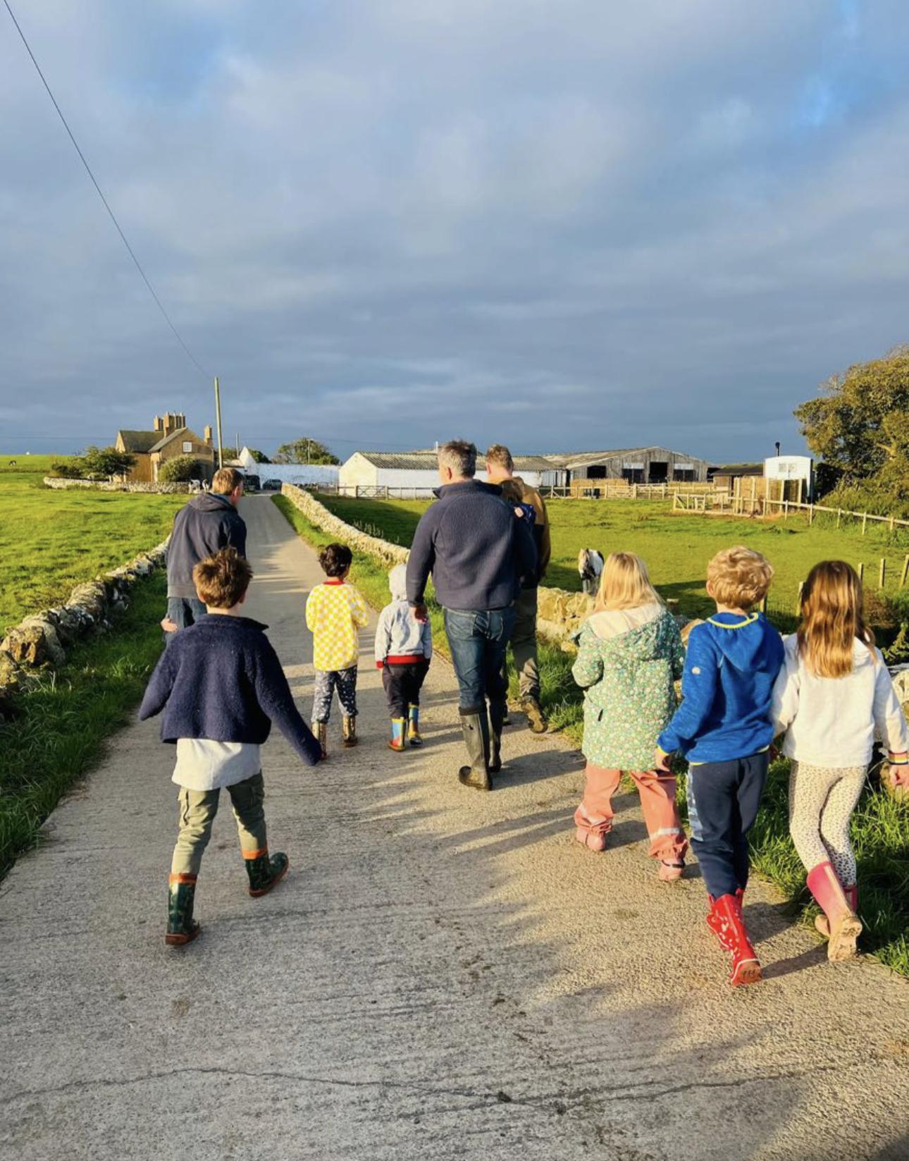 Group on farm tour at Balnab Dairy Farm