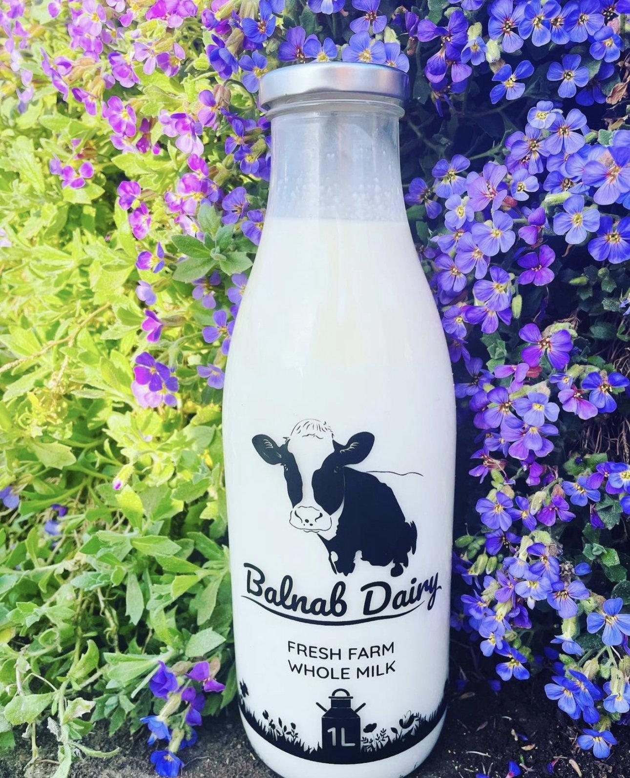 A bottle of Balnab dairy milk