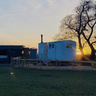 Shepherd's Hut at sunset